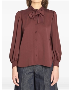 Блузка с бантом и рукавами-буфами, коричневый Max mara