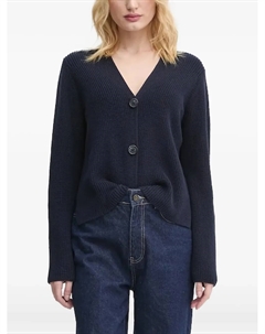 Кардиган с V-образным вырезом в рубчик, синий Marc o'polo