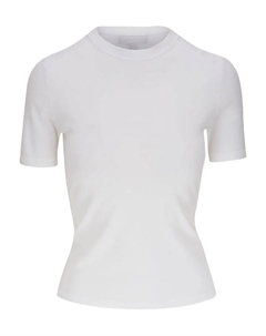 Ребристый топ с короткими рукавами, белый Michael kors