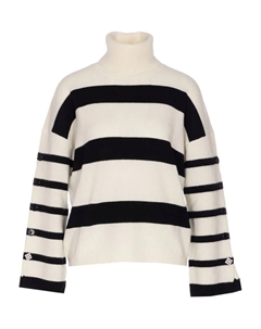 Полосатый свитер с высоким воротом, белый Liu jo