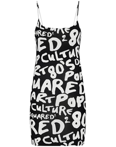 Платье мини с графичным принтом, черный Dsquared2