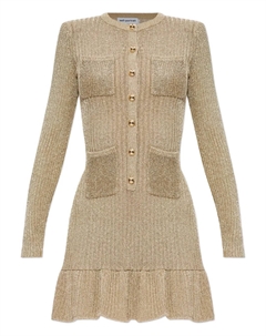 Платье с длинными рукавами и воланами, нейтральный Self-portrait