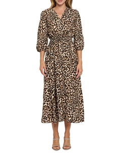 Платье миди с леопардовым принтом и сборками, цвет Chocolate Renee c.