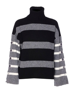 Полосатый свитер с пуговицами на манжетах, серый Liu jo