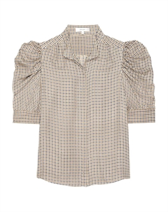 Топ с рукавами-буфами и узором «гусиная лапка», нейтральный Frame