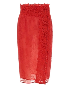 Юбка с кружевной цветочной вышивкой, красный Blumarine