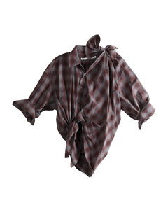 Клетчатая рубашка на одно плечо, серый Alexander wang