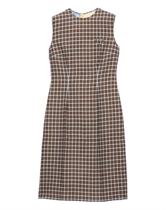 Платье миди в клетку, коричневый Prada