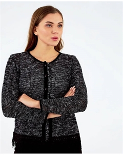 Женская вязаная кофта с круглым вырезом, черный Zero