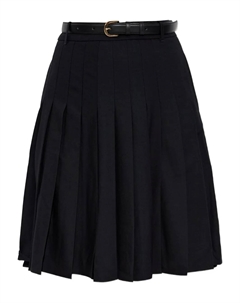 Юбка миди с плиссировкой и поясом, черный Self-portrait