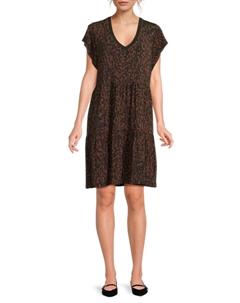 Мини-платье Janie Favoritte с французским леопардовым принтом и многоуровневым лифом, цвет French Leopard Johnny was