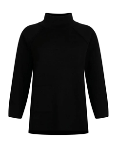 Свитер с высоким воротом и разрезами по бокам, черный Gran sasso