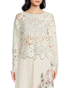 Вязаный крючком свитер-пуловер, слоновая кость Wdny