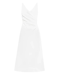 Платье миди с плиссировкой и V-образным вырезом, белый Ermanno scervino