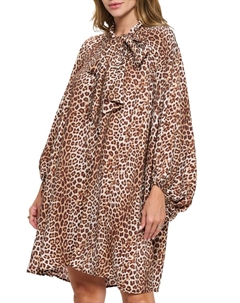 Мини-платье с леопардовым принтом и рукавами-епископами, цвет Mocha Renee c.