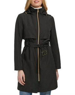 Упаковываемая куртка-дождевик с поясом, черный Cole haan