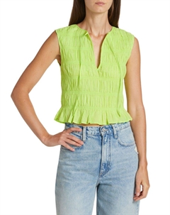 Укороченный топ без рукавов со сборками, цвет Bright Lime Frame