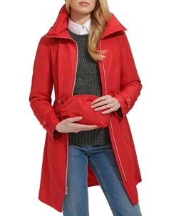 Упаковываемая удлиненная куртка-дождевик с завязкой на шнурке, красный Cole haan