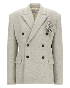 Двубортный блейзер с розовым декором, серый Giuseppe di morabito