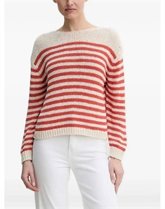 Полосатый свитер с вырезом-лодочкой, белый Marc o'polo