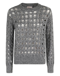 Свитер с круглым вырезом и геометрическим вырезом, серый Herno