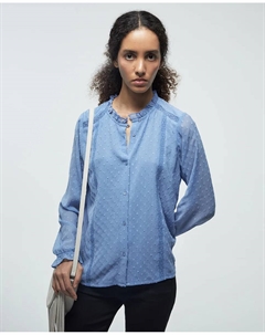 Блузка с плиссировкой и лентами, синий Сфера