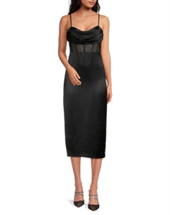 Платье-миди Nakai с драпировкой, черный Cami nyc