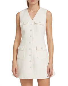 Мини-платье из букле с V-образным вырезом, кремовый Self-portrait