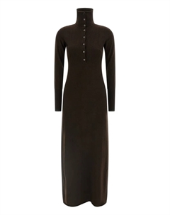 Платье макси с высоким воротом и пуговицами, коричневый Tom ford