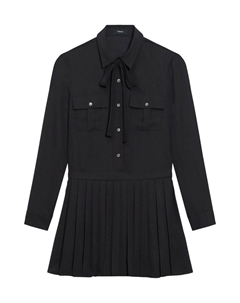 Мини-платье с застежкой на пуговицы спереди и складками, черный Theory