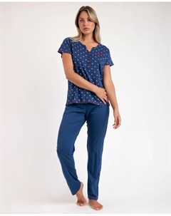 Женская пижама длинная из вискозного трикотажа, темно-синий Admas