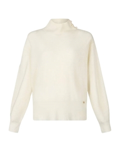 Свитер с рукавами-буфами, украшенный жемчугом, нейтральный Liu jo