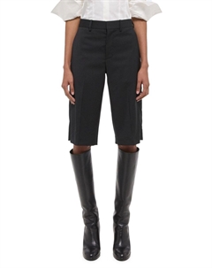 Шорты из натуральной шерсти с плоским передом, черный Helmut lang