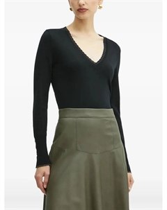 Топ с V-образным вырезом и кружевной отделкой, черный Liu jo