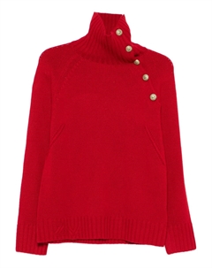 Свитер с высоким воротом и пуговицами, красный Zadig&voltaire
