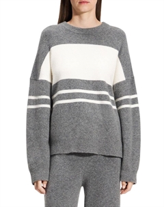 Свитер из смесовой шерсти с цветными блоками, цвет Medium Heather Grey Ivory Theory