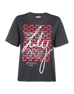 Футболка из хлопка с графическим принтом, черный Weekend max mara