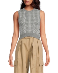 Укороченный топ из кашемира в клетку, цвет Tonal Grey Thom browne