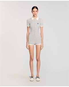 Женский вязаный полосатый свитер, белый Sandro