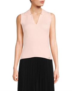 Топ без рукавов с V-образным вырезом в рубчик, цвет Parfait Pink Calvin klein