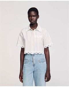 Женская короткая полосатая рубашка, многоцветный Sandro