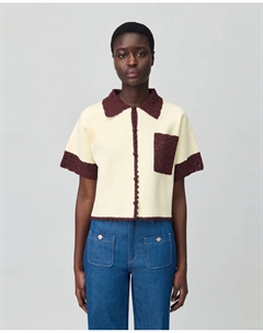 Женская кофта из тонкой пряжи с кружевными деталями, бежевый Claudie pierlot