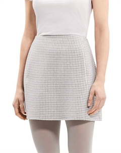 Мини-юбка из шерсти в клетку, цвет Ivory Multi Theory