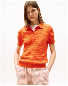 Женский вязаный свитер-поло, оранжевый Tommy hilfiger