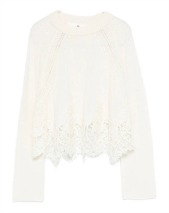 Свитер с кружевной отделкой, белый Ermanno scervino