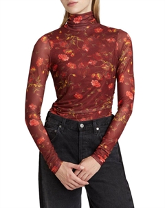 Водолазка с сетчатым принтом Падающие маки, цвет Rhubarb Multi Cinq a sept