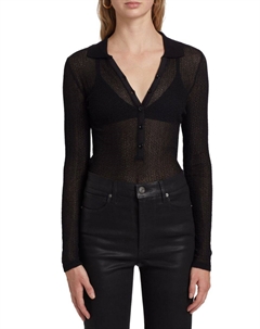 Сетчатая полупрозрачная рубашка-поло, черный Frame