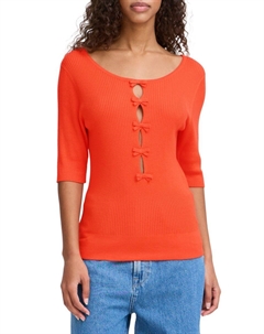 Ребристый свитер с вырезом и бантом, цвет Fiesta Red Ichi