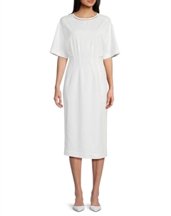 Платье-рубашка миди с корсетом, белый Brunello cucinelli