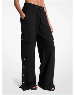 Женские широкие брюки с накладными карманами из эластичного крепа, черный Michael michael kors